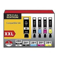 Canon PGI-280 XXL and CLI-281 XXL High Yield Ink Cartridges 5 Pack. Includes Photo Black, Black,Cyan, Magenta and Yellow Compatible  Ink Cartridges