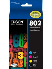 4 Pack - Epson 802-I Initial Ink Cartridges Pack. Includes 1 Black, 1 Cyan, 1 Magenta and 1 Yellow Compatible  Ink Cartridges