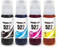 Remanufactured G&G compatible replacement for  Epson 522 EcoTank Ink Bottles Compatible Value 4 Pack (Black, Cyan, Magenta, Yellow T522)