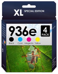 HP 936XL / 936e Combo Pack Compatible Ink. Works with 9110b 9122e 9125e 9135e 9128e 9130b Printers. 4 Pack (Black, Cyan, Magenta, Yellow)