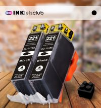 2 Pack Canon CLI221 Black Compatible Inkjet Cartridge (With Chip)