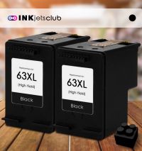 2 Pack HP 63XL (F6U64AN) Black Compatible  Ink Cartridge