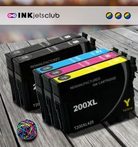 5 Pack - Epson 200XL High Yield Ink Cartridge Value Pack. Includes 2 Black, 1 Cyan, 1 Magenta and 1 Yellow Compatible  Ink Cartridges