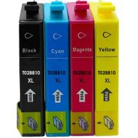 Remanufactured G&G compatible replacement for 4 Pack - Epson 288XL High Yield Compatible Ink Cartridges. Includes 1 Black, 1 Cyan, 1 Magenta and 1 Yellow Ink Cartridges