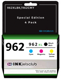 HP Compatible 962XL & 962 4 Pack Inkjet Cartridges - High Yield Black and Standard Cyan, Magenta & Yellow
