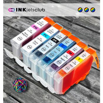 6 Pack - Canon CLI-8 Ink Cartridge Value Pack. Includes 1 Black, 1 Cyan, 1 Magenta, 1 Yellow, 1 Photo Cyan, and 1 Photo Magenta Compatible Ink Cartridges