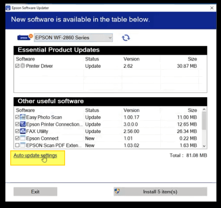 Auto Apdate Settings